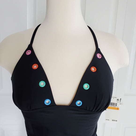 Hula Honey Multicolor Rivet Detail Tankini Top - Picture 5 of 7